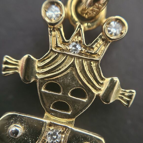 RARE Pomellato Jewelry Queen Diamond 18k Yellow Gold Charm Pendant Movable Arms - Picture 4 of 11